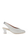 Pitillos Embossed Sling Back Low Heels, Silver