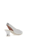 Pitillos Embossed Sling Back Low Heels, Silver