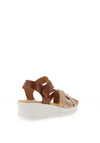 Pitillos Leather Cross Over Strap Sandals, Tan Multi