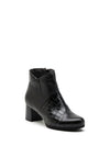 Pitillos Croc Print Panel Block Heel Ankle Boot, Black