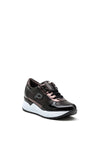 Pitillos Patent Embossed Panel Trainers, Black