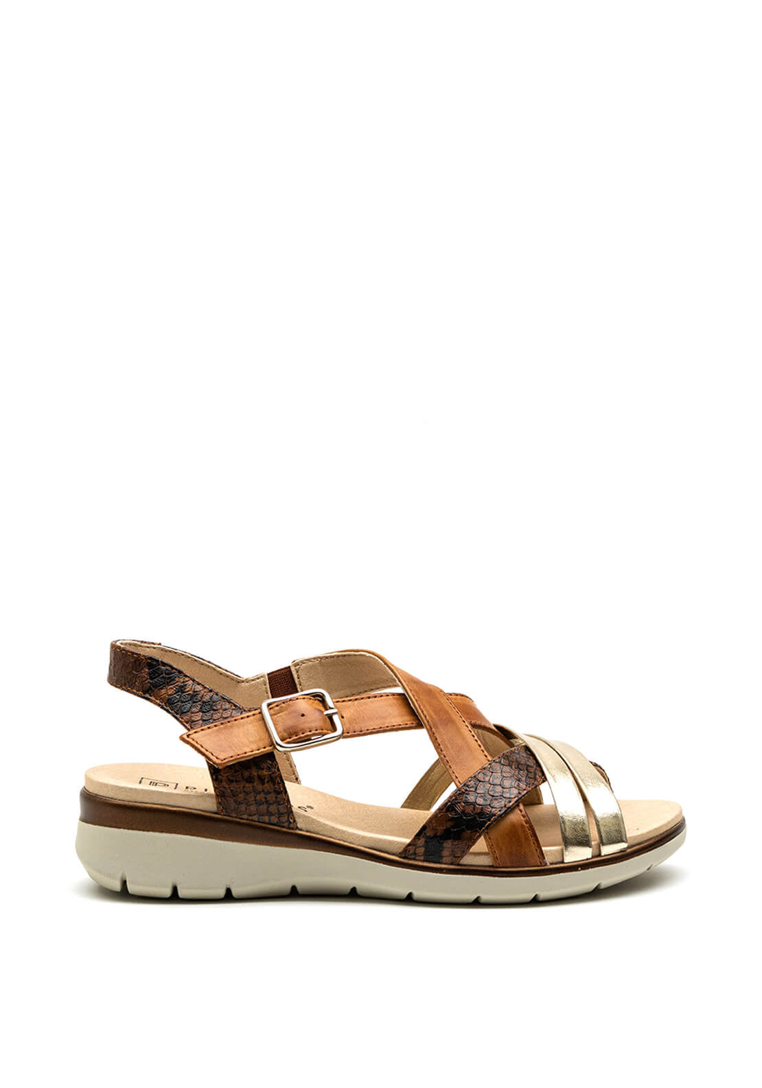 Pitillos Neutral Multi Cross Strap Sandal, Tan Multi