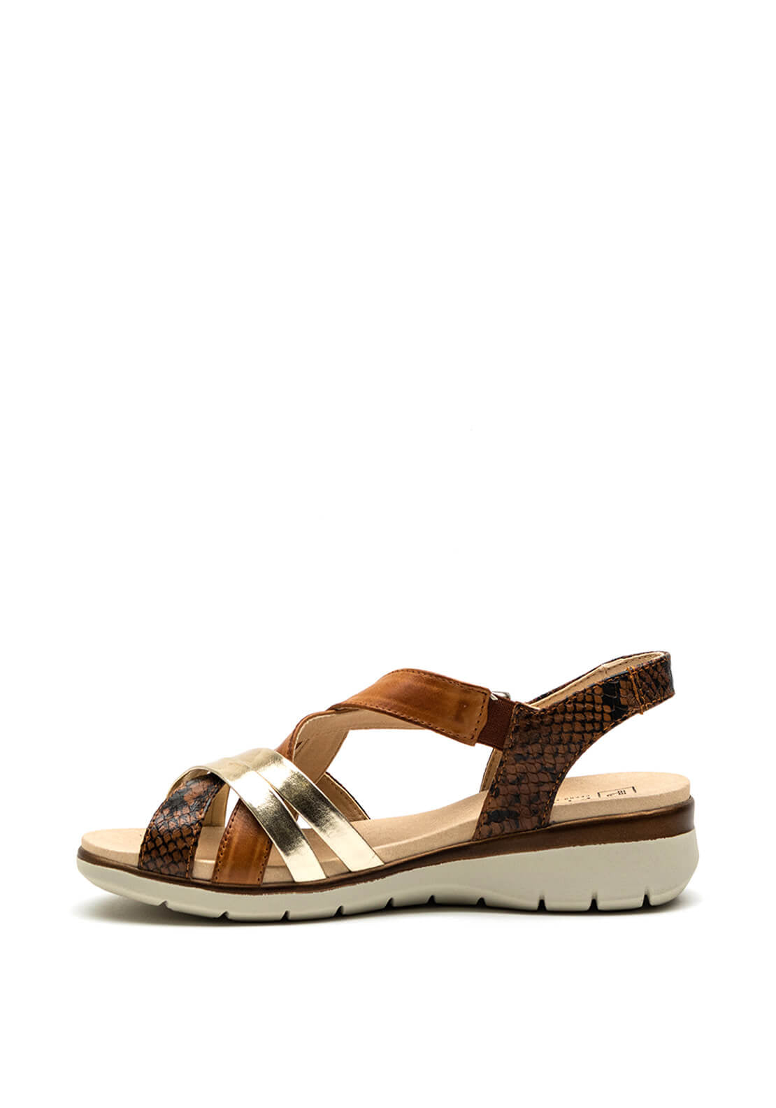 Pitillos Neutral Multi Cross Strap Sandal, Tan Multi