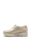 Pitillos Laser Cut Perforated Wedge Shoe, Gold