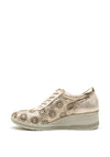 Pitillos Floral Pattern Laser Cut Wedge Shoe, Gold