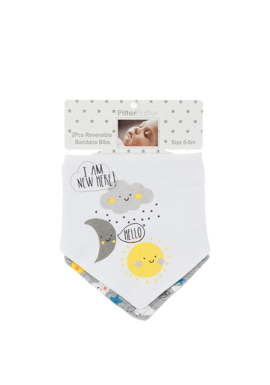 Pitter Patter Babys 2 Pack 38450 Reversible Bandana Bibs, White Mix