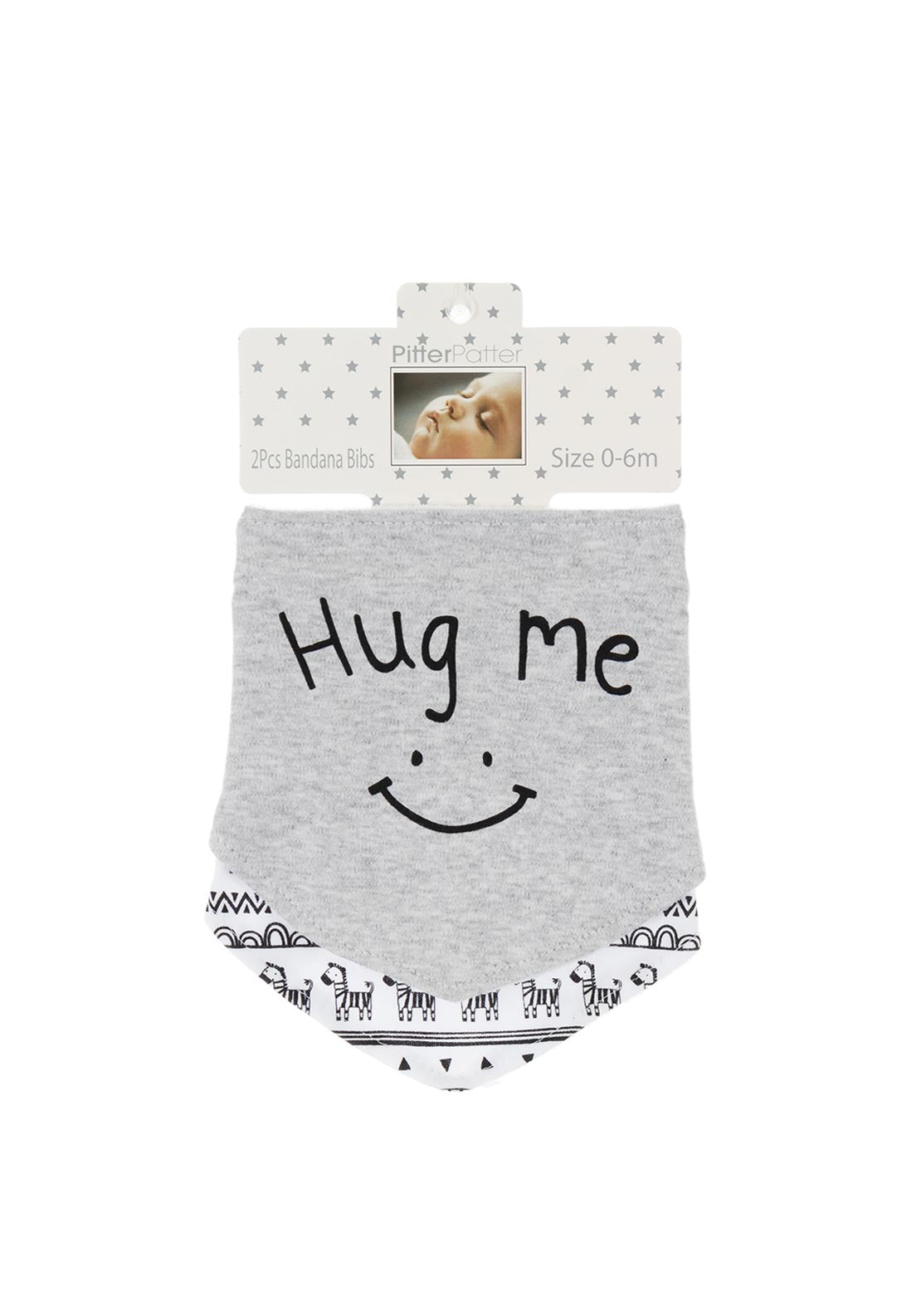 Pitter Patter Babys 2 Pack 41019 Bandana Bibs, Grey