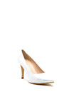Pomares Leather Shimmer Medium Heel Court Shoes, Silver