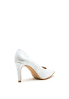Pomares Leather Shimmer Medium Heel Court Shoes, Silver