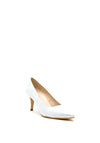 Pomares Leather Shimmer Low Heel Court Shoes, Silver