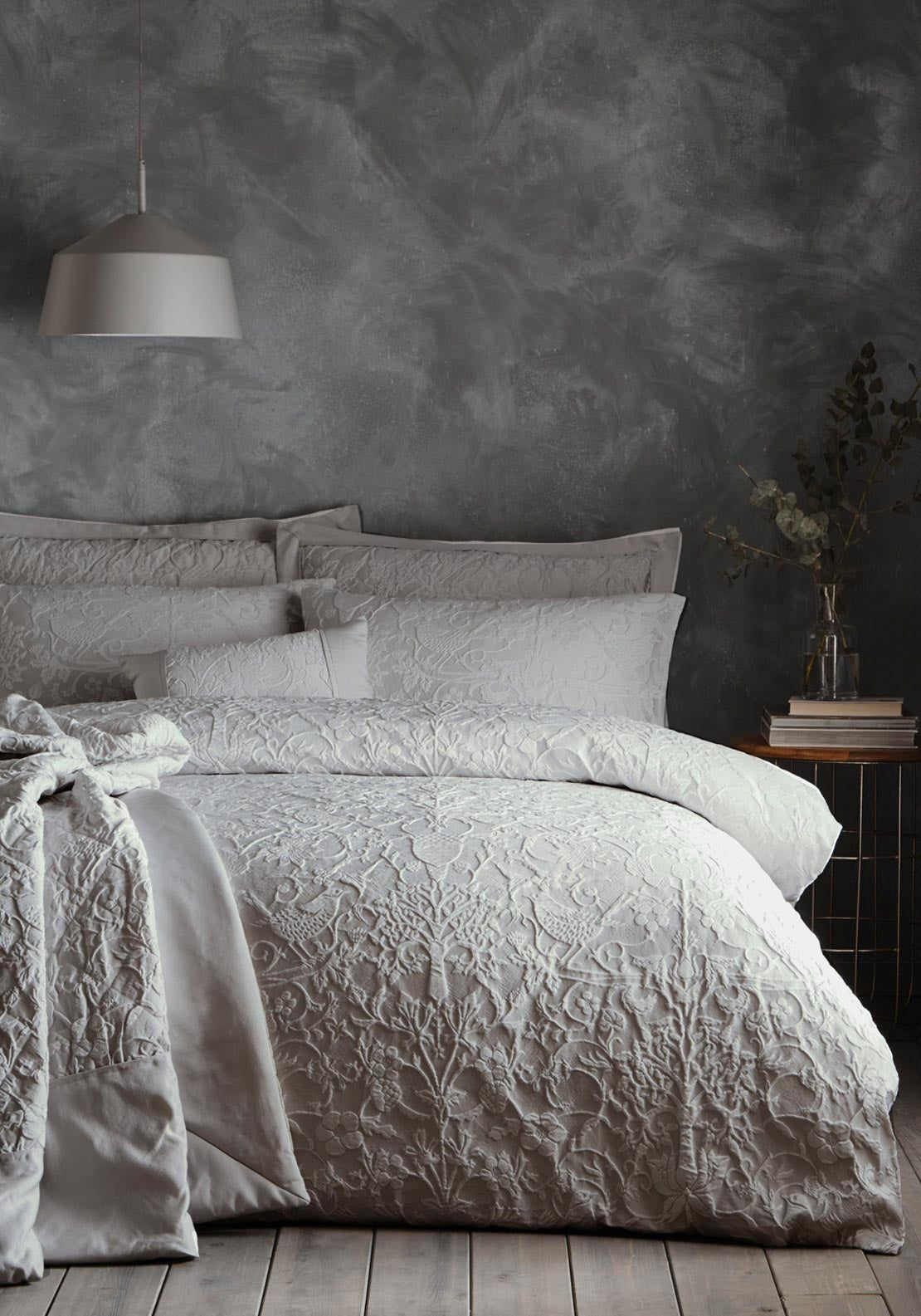 Portfolio Oak Tree Quilted Bed Throw, Silver Grey