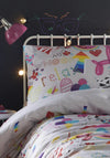 Portfolio Reversible Kids Sketch Duvet Set, Pink