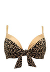 Pour Moi Casablanca Front Tie Bikini Top, Black and Gold