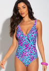 Pour Moi Getaway Frill Control Swimsuit, Green Multi