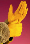 Powder Bettina Faux Suede Gloves, Mustard & Mink