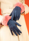 Powder Bettina Faux Suede Gloves, Navy & Rose