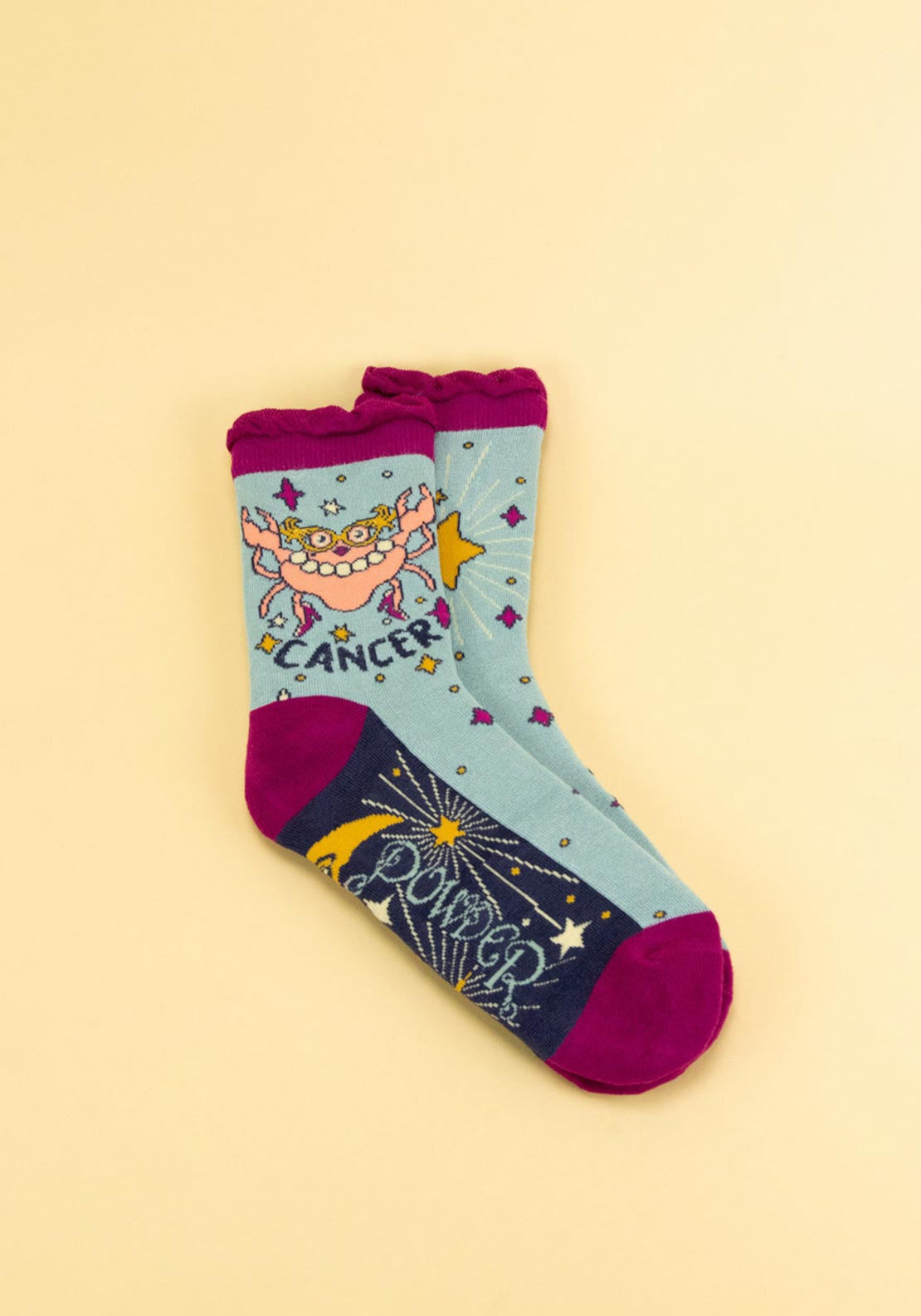 Powder Horoscope Cancer Ankle Socks, Blue