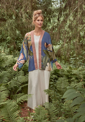 Powder Delicate Tropics Kimono Jacket, Indigo