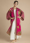 Powder Humming Bird Kimono Gown, Raspberry