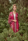 Powder Humming Bird Kimono Gown, Raspberry