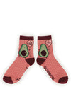 Powder ‘I Love You’ Avocado Ankle Socks, Pink