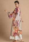 Powder Orchid and Iris Kimono Gown, Coconut