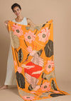 Powder Printed Crane at Sunrise Scarf, Mustard