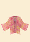 Powder Tropical Toile Kimono Jacket, Pineapple and Fuchsia