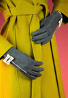 Powder Doris Faux Suede Gloves with Bow Detail, Charcoal