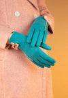 Powder Doris Faux Suede Gloves with Bow Detail, Teal