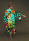 Powder Cheetah Kimono Gown, Blue Multi