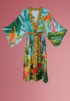 Powder Cheetah Kimono Gown, Blue Multi