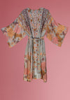 Powder Trailing Wisteria Kimono Gown, Ice