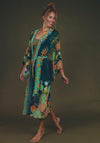 Powder Wisteria Kimono Gown, Green Multi