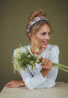 Powder Leopard Print Embellished Headband, Ice