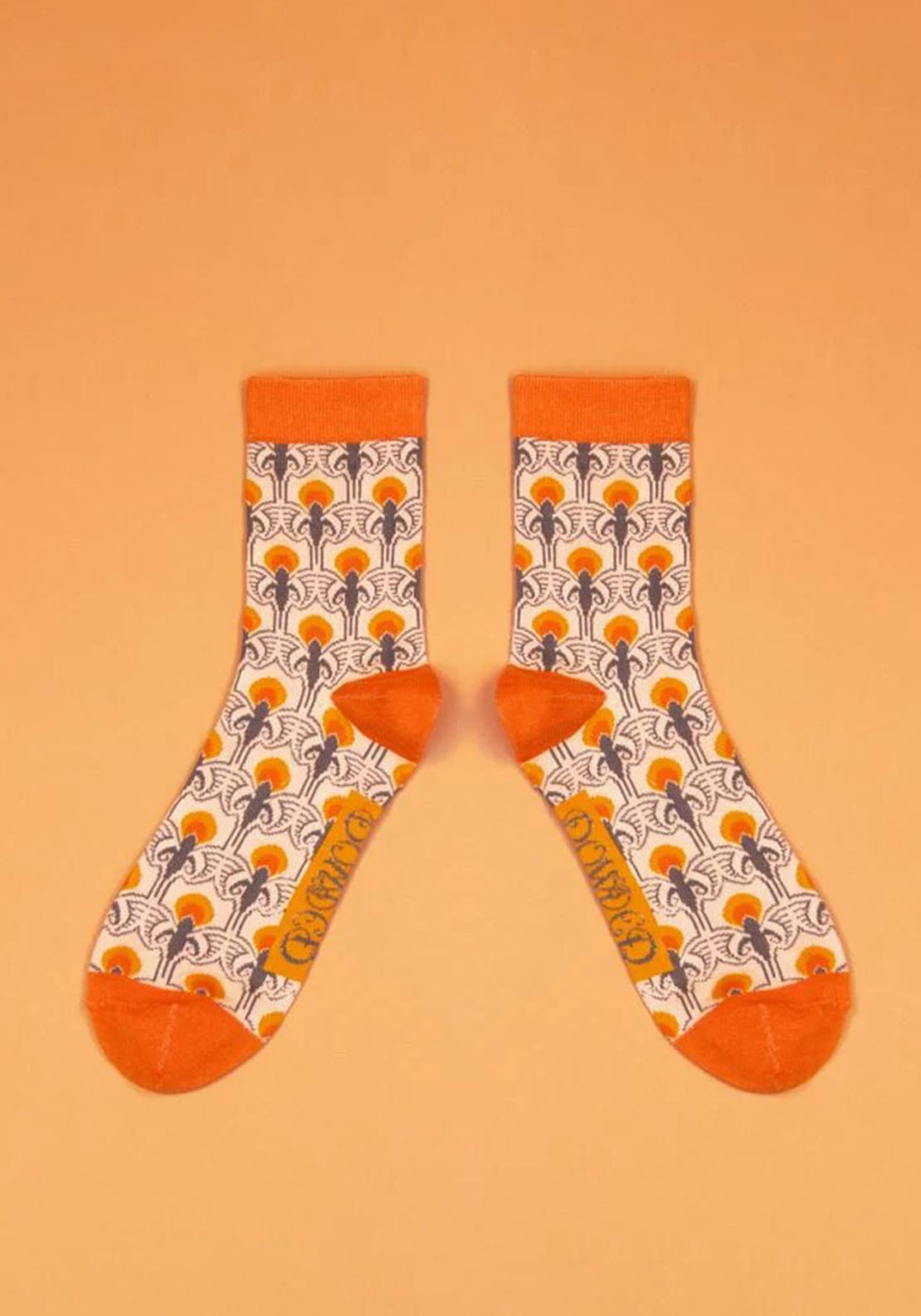 Powder Mens Retro Ankle Socks, Tangerine