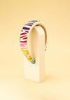 Powder Padded Rainbow Zebra Print Headband, Multi
