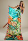 Powder Cheetah Print Scarf, Green Multi