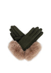 Powder Bettina Faux Suede Gloves, Sage