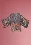 Powder Decorative Damask One Size Kimono Jacket, Denim