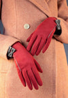 Powder Doris Faux Suede Bow Gloves, Berry