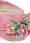 Powder Embroidered Floral Headband, Rose