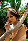 Powder Embroidered Floral Headband, Rose