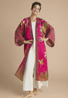 Powder Hummingbird Kimono Gown, Raspberry