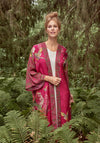 Powder Hummingbird Kimono Gown, Raspberry