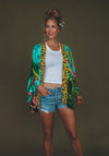 Powder Cheetah Print One Size Kimono Jacket, Olive