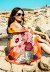 Powder Modern Floral Print Scarf, Tangerine