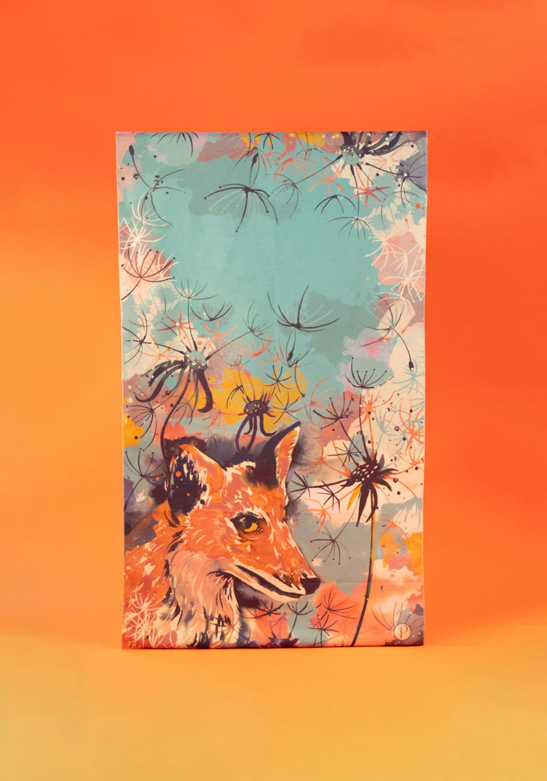Powder Luxury Fox Print Scarf, Teal Multi