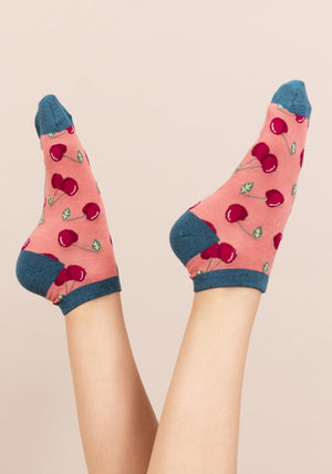 Powder Cherry Trainer Socks, Rose