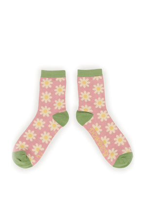 Powder Daisy Ankle Sock, Pink